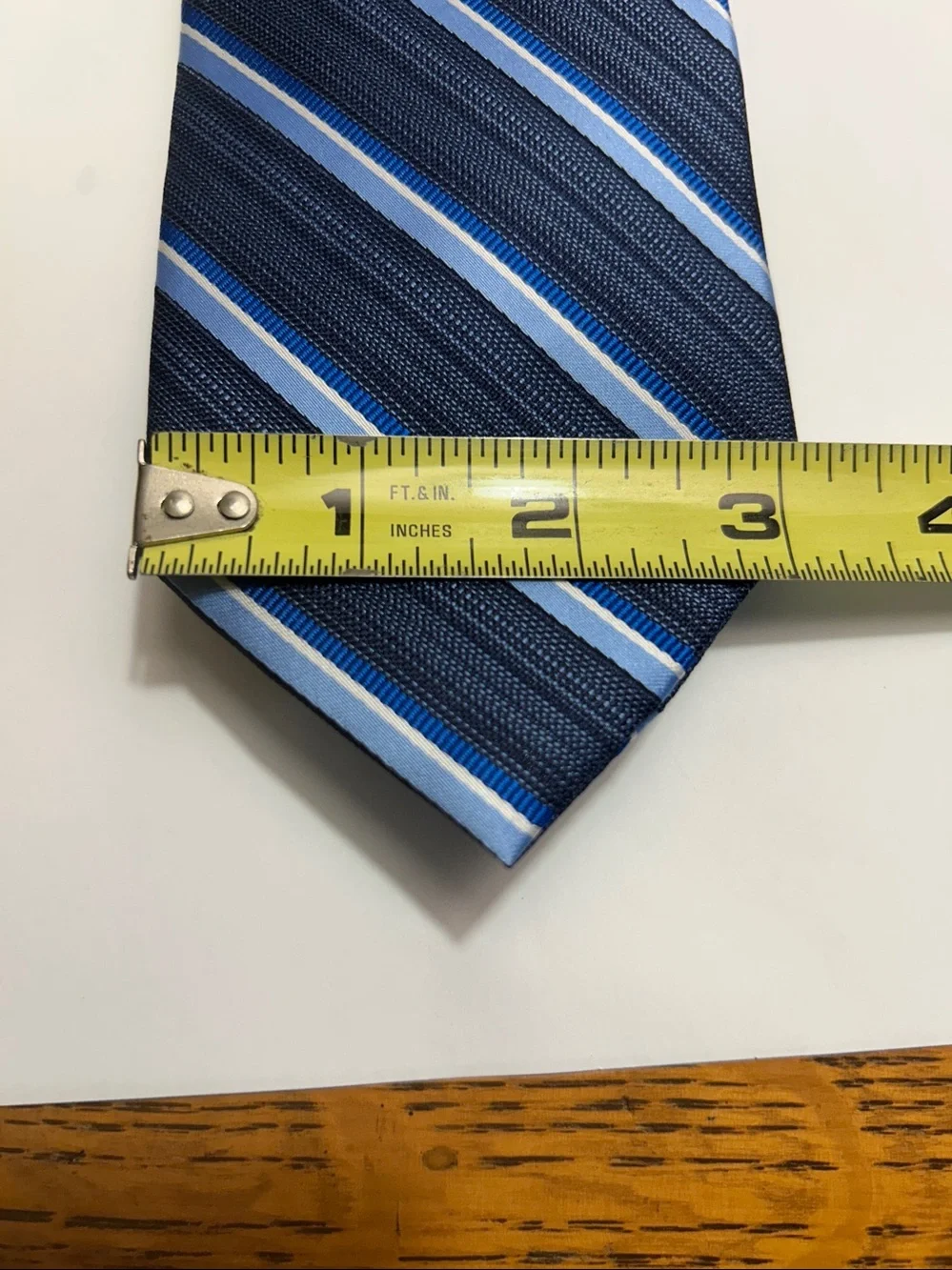 Bespoke New York Men’s Tie Blue & White Stripes 100% Polyester